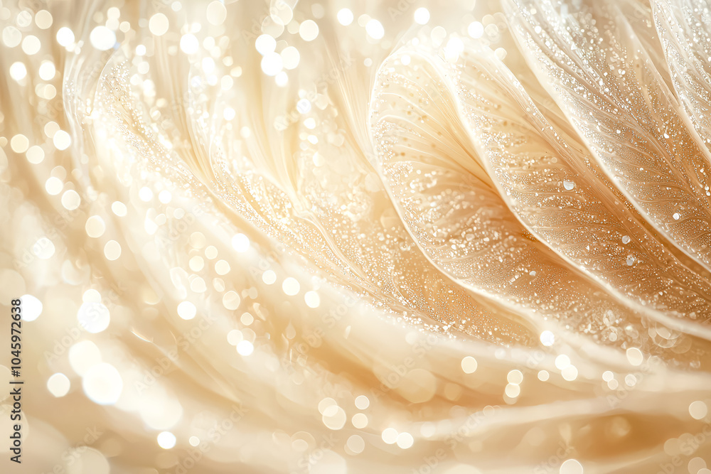 Poster white and tan background with a pattern of waves. the waves are very thin and the background is very