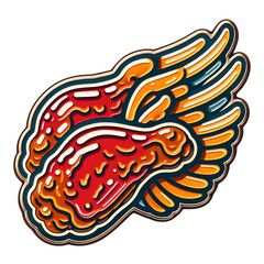Fototapeta premium Buffalo Wings Enamel Pin Isolated on Transparent Background, PNG