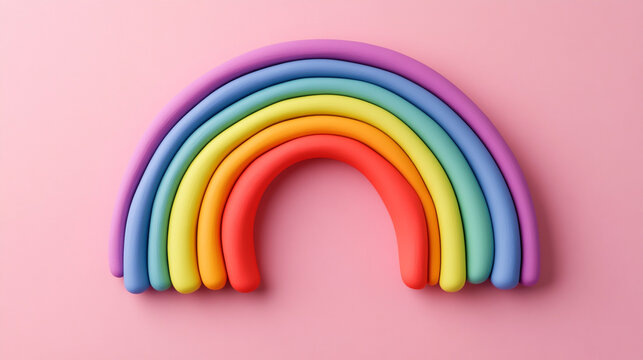 Colorful Playdough Rainbow on Pink Background   Child s Craft  Arts  Creativity