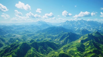 A detailed Taiwan map overlaying a backdrop of lush green mountains and clear blue skies