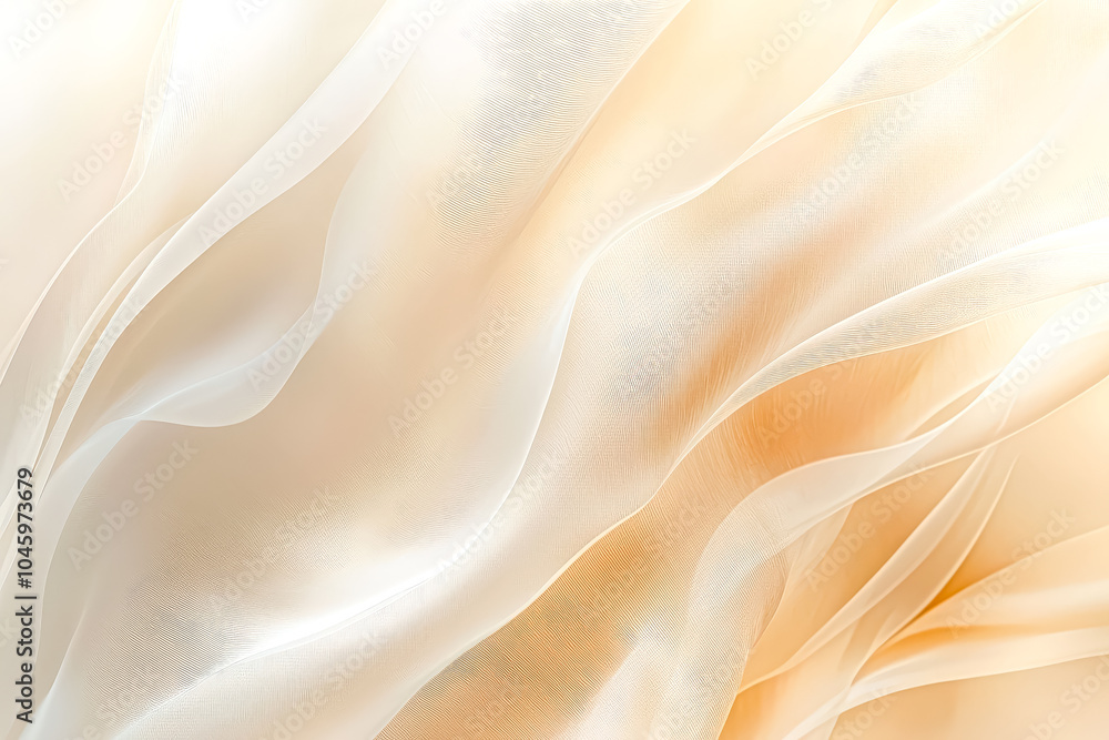 Poster white and tan background with a pattern of waves. the waves are very thin and the background is very