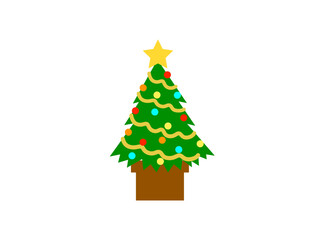 シンプルなクリスマスツリーB：金モール＆カラフルオーナメント