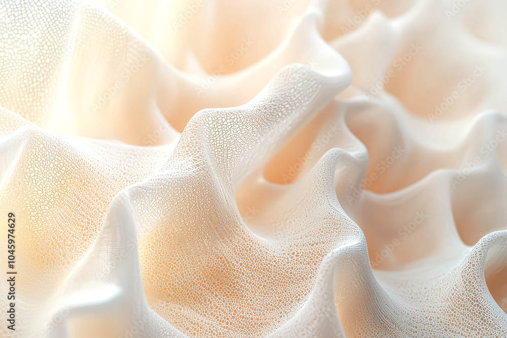 Poster white and tan background with a pattern of waves. the waves are very thin and the background is very