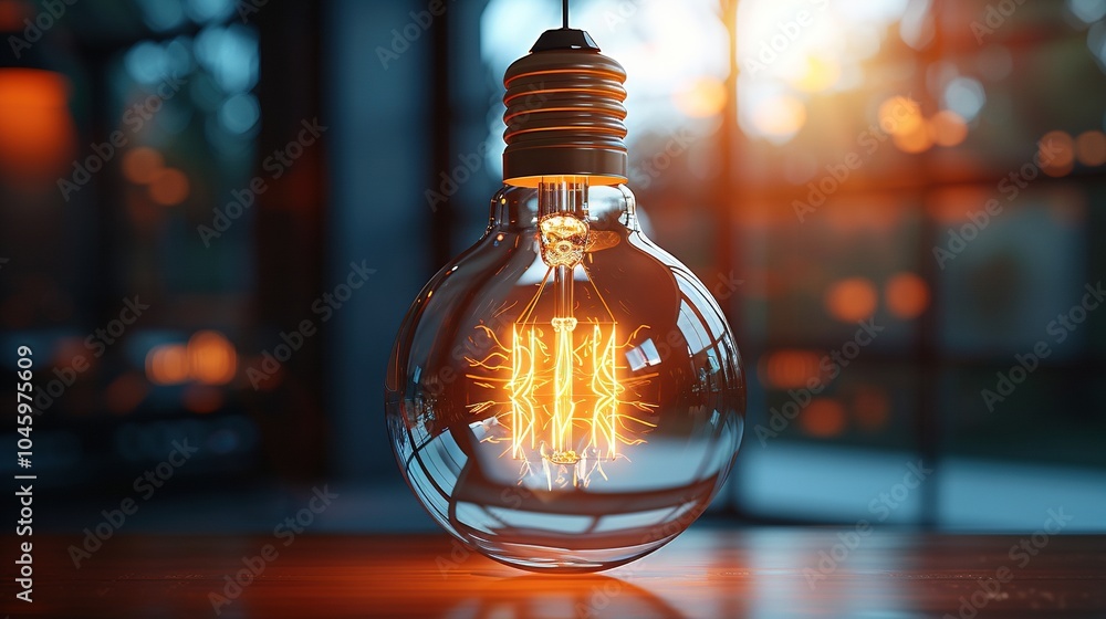 Aufkleber a bulb illuminates a table, casting shadows on the surrounding objects