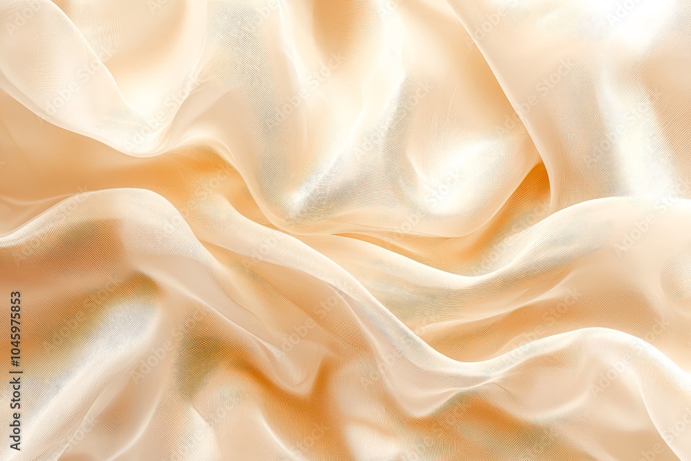 Poster white and tan background with a pattern of waves. the waves are very thin and the background is very