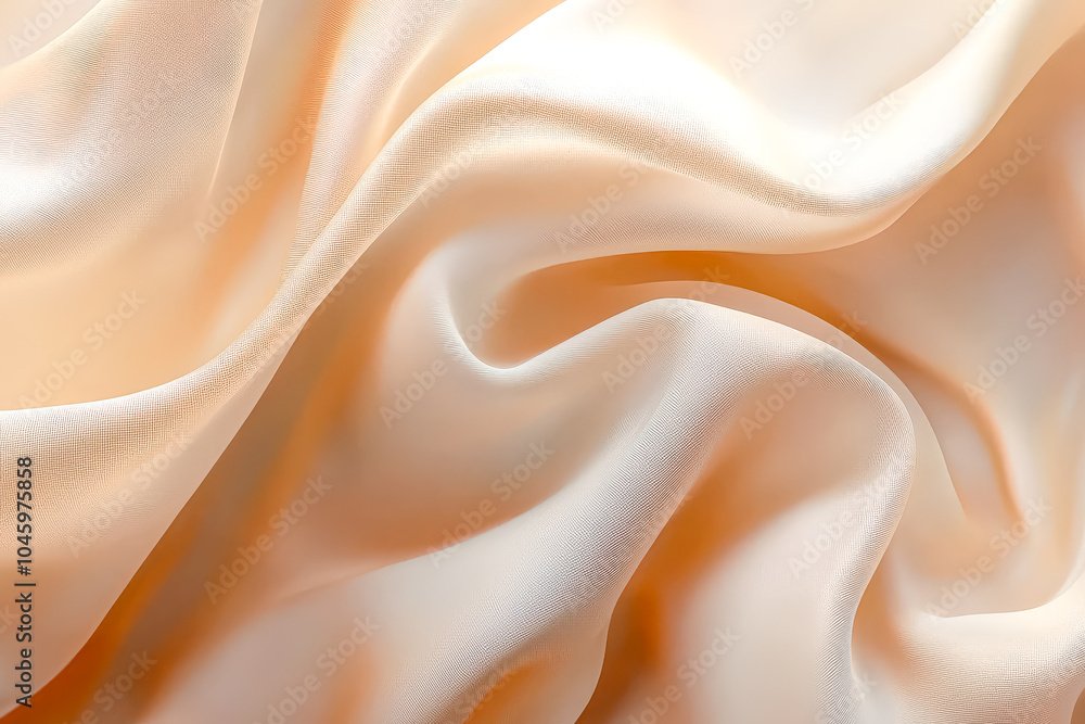 Poster white and tan background with a pattern of waves. the waves are very thin and the background is very