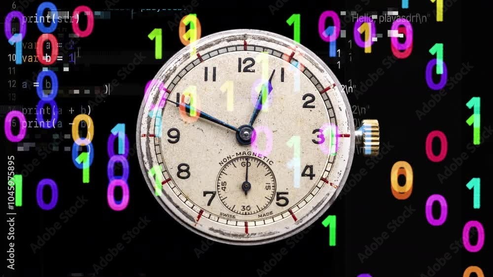 Poster antique wrist watch macro with code
