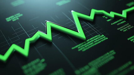 Green 3D Arrow Up Trend Financial Growth Chart Stock Market Analysis