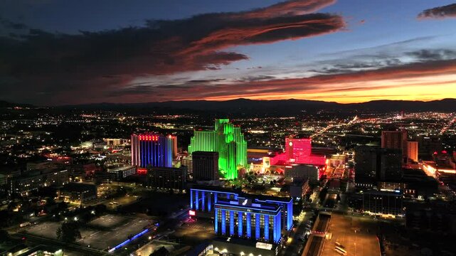 Reno - Downtown Reno Skyline at Sunrise - CCW Rotation