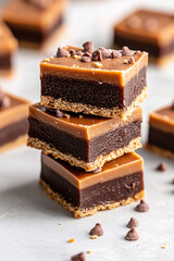 delicious chocolate caramel bars stacked
