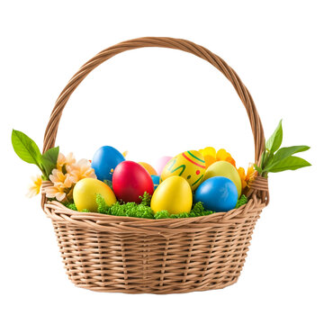 Easter colorful eggs in busket