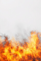 flames and smoke against a white background