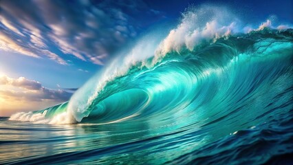 Soothing teal waves in mesmerizing ocean of colors, asymmetric composition