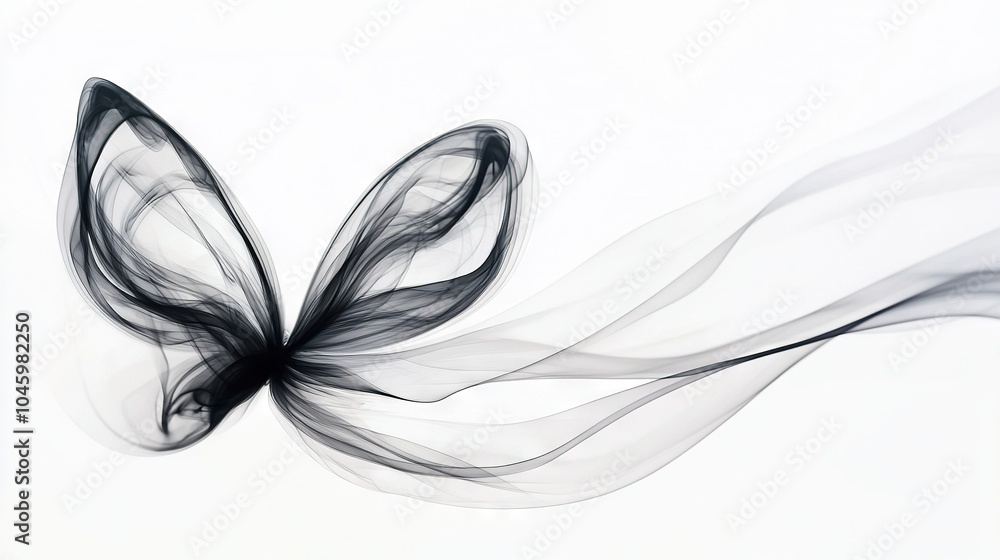 Poster a monochrome image of a butterfly-like object emitting steam from its wing edges