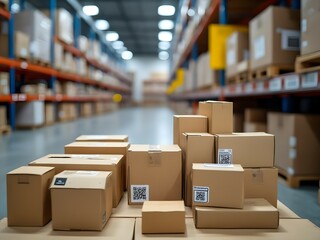 Automatic logistics management with smart packaging and QR code tracking in a warehouse workflow