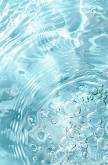 close-up of water surface with air bubbles in blue water background