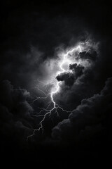 dramatic lightning in dark stormy clouds