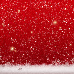 Winter Christmas background with white falling Snow .