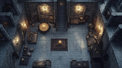 Vampires Room Battlemap - Detailed fantasy room map for battles