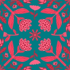 Abstract floral seamless retro flower pattern for fabrics and linens