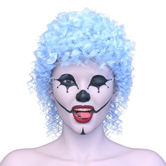 ピエロメイクの女性の顔アップ　3DCGレンダリング
