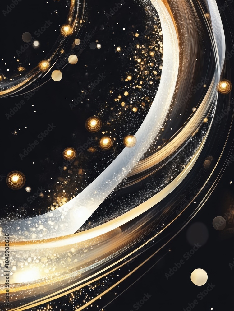 Aufkleber vibrant swirling lines and luminous dots create an eye-catching abstract design with a rich golden t