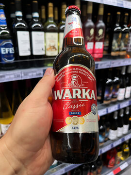 Warka Classic Beer Bottle Display in Store