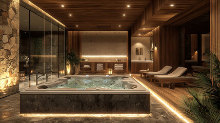 Obraz premium A serene hotel spa with a sleek modern design