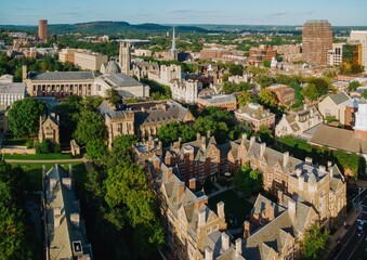 Historic buildings on Yale University campus. New Haven, Connecticut, United States.