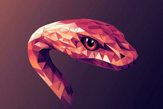 Stylized geometric representation of a snake with vibrant colors against a dark background
