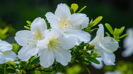 Fototapeta premium Early Spring Beauty: White Azalea in Full Bloom
