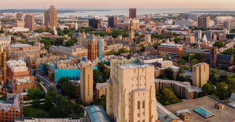 Historic buildings of Yale University campus, New Haven, Connecticut, United States.