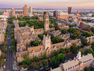 Historic buildings of Yale University campus, New Haven, Connecticut, United States.