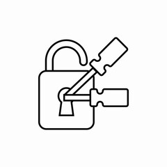 lock hacking icon sign vector