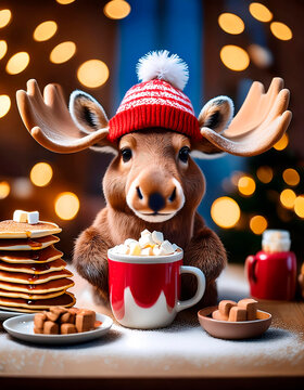 Tierno alce en ambiente navide&ntilde;o