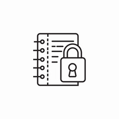 notepad lock icon sign vector
