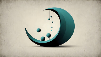 Blue green crescent moon, 3d design