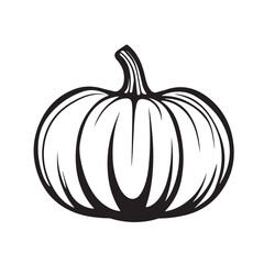 Pumpkin In cartoon, hand-drawn flat style. image for social media, websites and UI. Isolated 2D vector design in logo, icon, sketch style, simple line vector, single color. AI Generative Art.