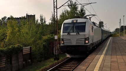 Obraz premium Train on the railway of the Silesian cargo Railways Poland.