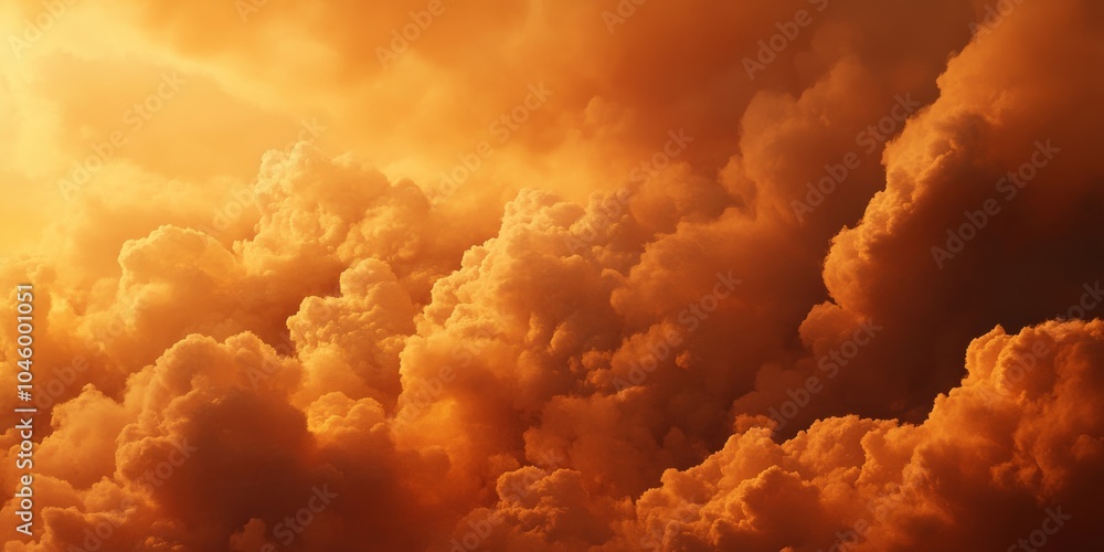 Poster dramatic orange clouds against a soft golden sky create a captivating natural display of color and t