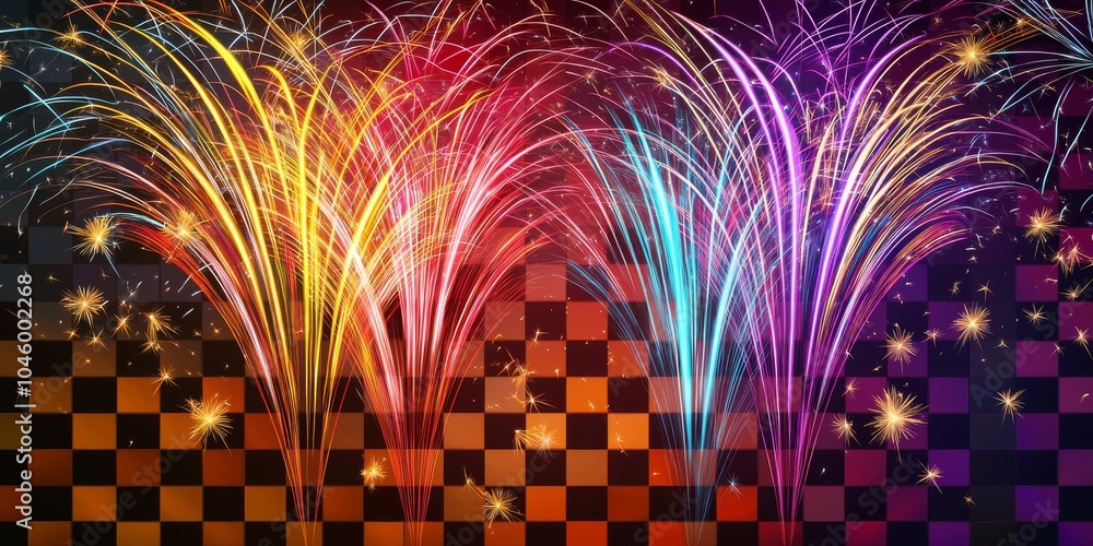 Poster vibrant firework display in a stunning array of colors lighting up the night sky.