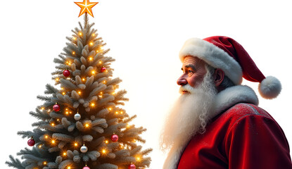 santa claus with christmas tree
