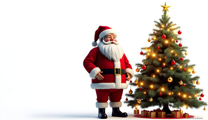 santa claus with christmas tree