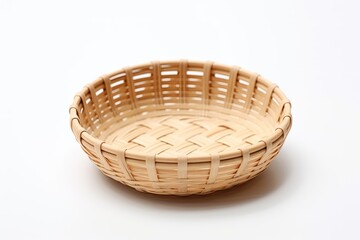 Bamboo basket for Zaru Soba on white background
