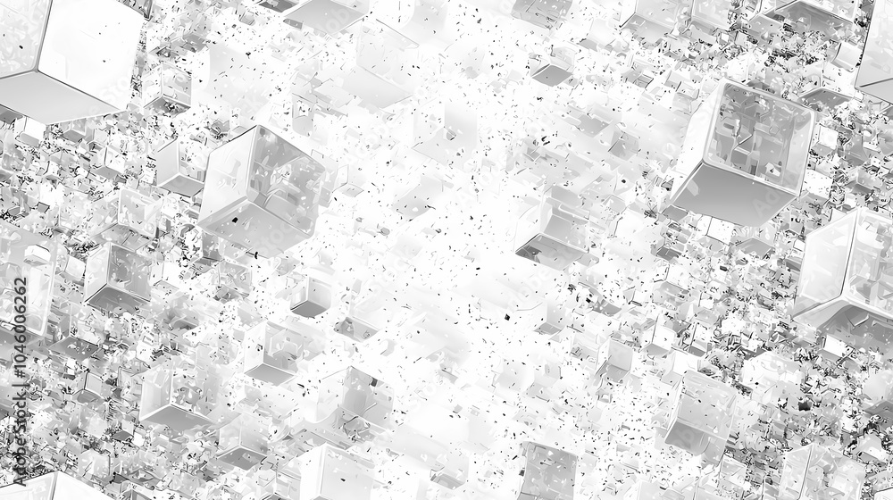 Aufkleber exploring a vast array of transparent cubes in a digital landscape of technology and innovation