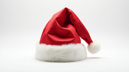 Red santa hat centered on a simple white background
