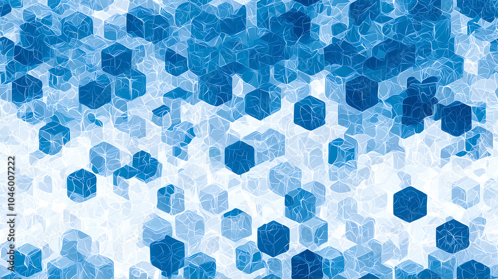 Poster dynamic blue and white cube background designed for technology and innovation themes