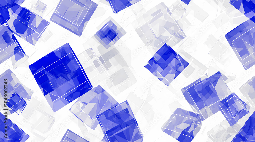 Aufkleber floating blue and translucent cubes create a dynamic technology-inspired backdrop for innovation