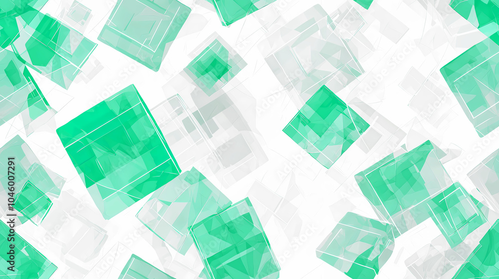 Aufkleber floating green and clear cubes create a dynamic background for modern technology concepts