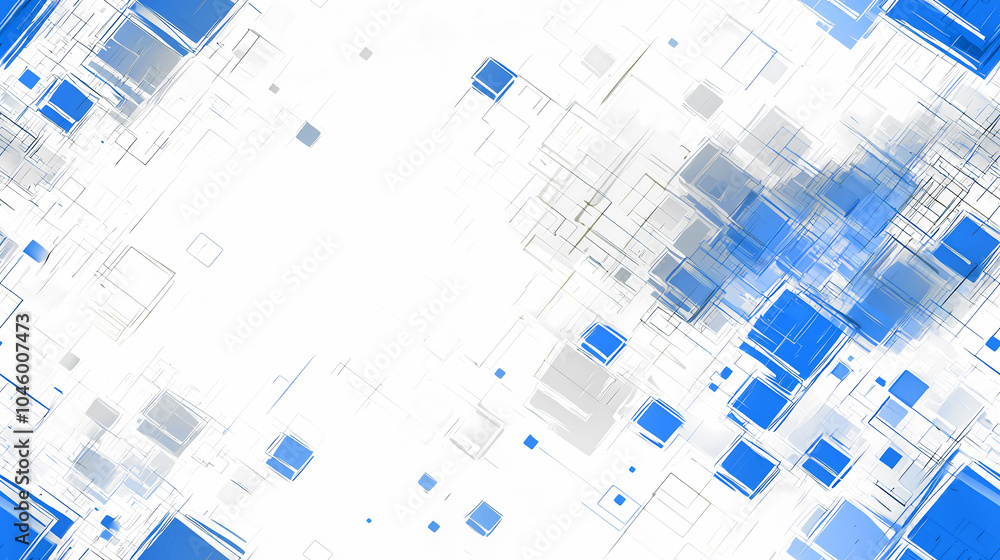 Aufkleber technological abstraction of blue cubes creating a modern background for innovation and design